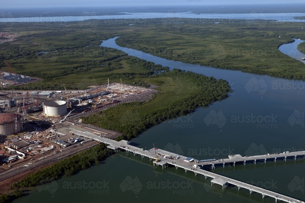 Aerial image of industrial plant in construction - Australian Stock Image