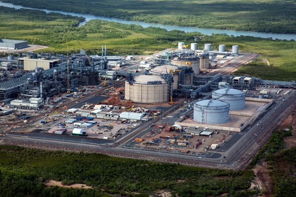 Aerial image of industrial plant in construction - Australian Stock Image