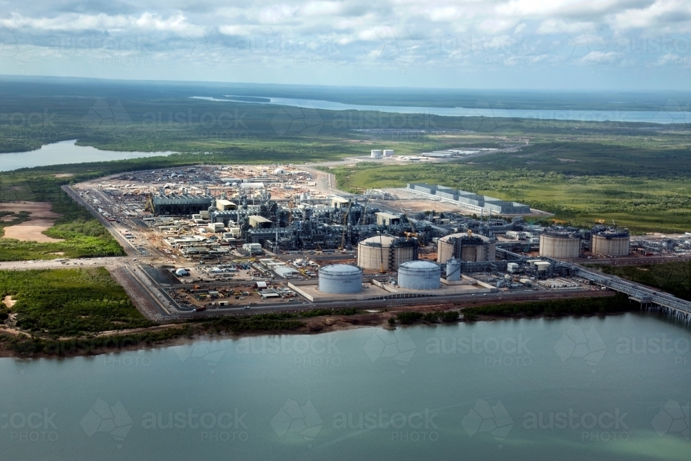 Aerial image of industrial plant in construction - Australian Stock Image