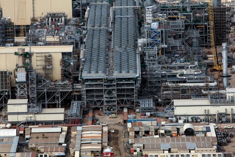 Aerial image of industrial plant in construction - Australian Stock Image