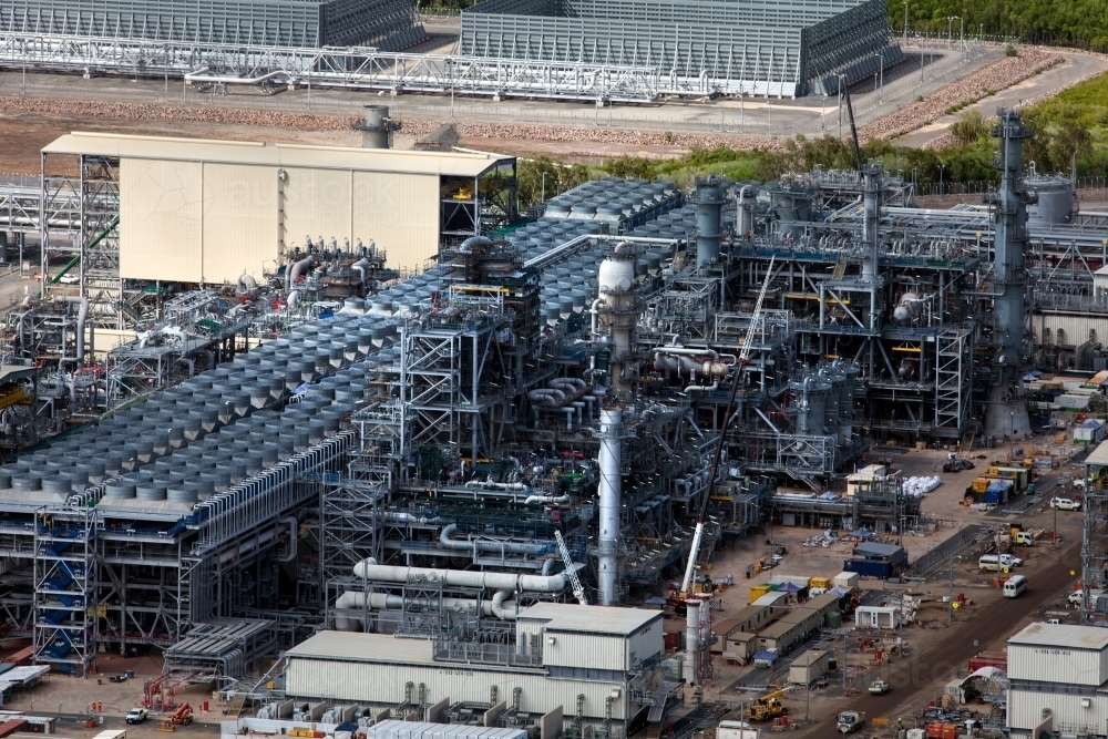 Aerial image of industrial plant in construction - Australian Stock Image