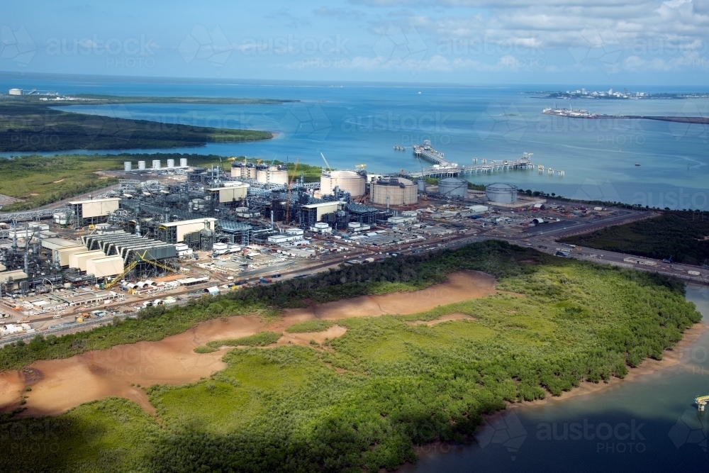 Aerial image of industrial plant in construction - Australian Stock Image
