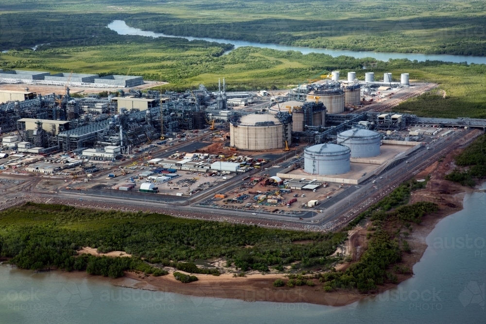 Aerial image of industrial plant in construction - Australian Stock Image