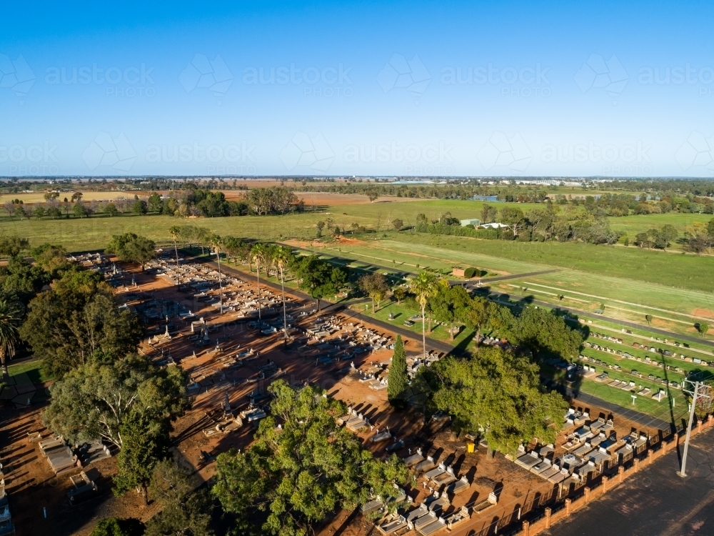 Australian Rural Cemetery Image of Aerial image of rural Aussie graveyard with old graves and new ...