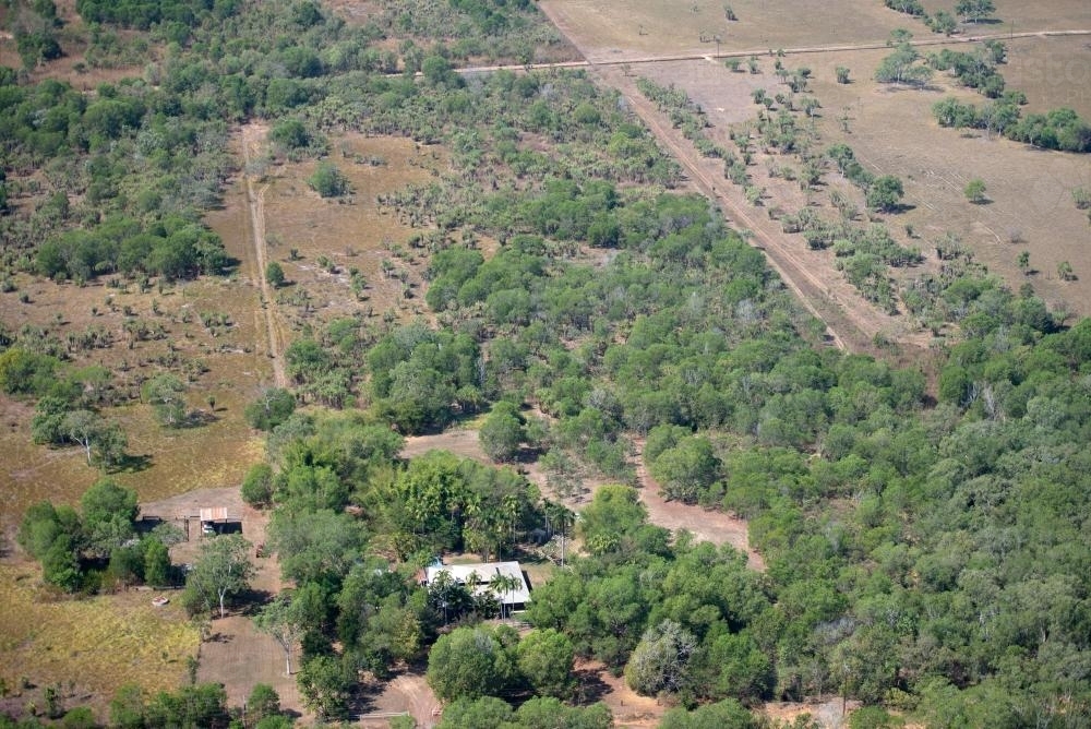 Image of Aerial image of rural home and land in Darwin Austockphoto
