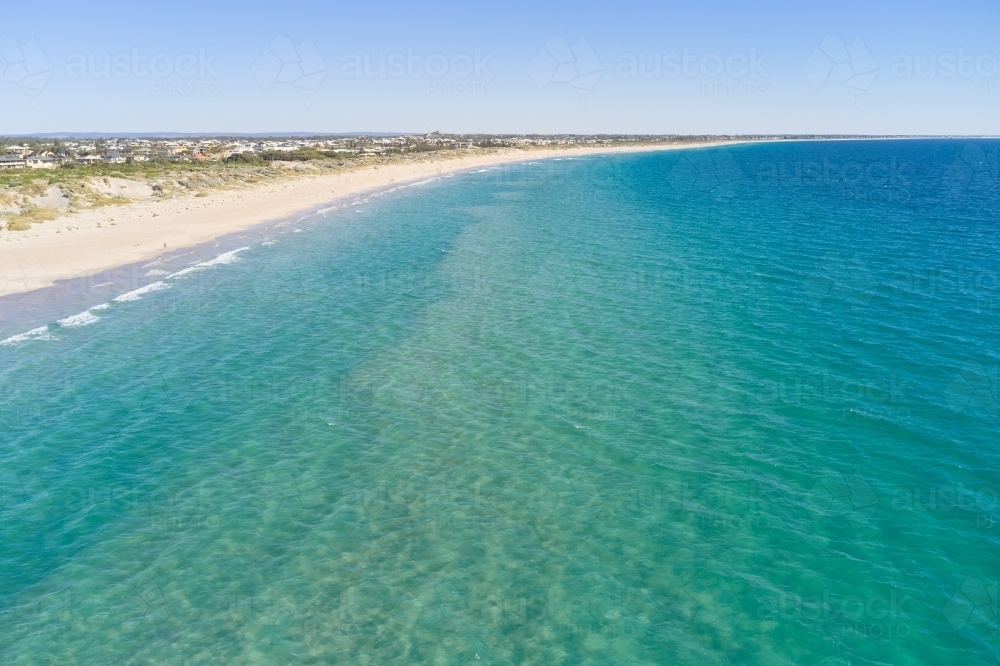 Aerial of beach at Secreat Harbour, in Perth Western Australia, in Summer - Australian Stock Image
