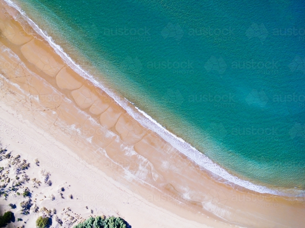 Aerial of beach with turquoise water - Australian Stock Image