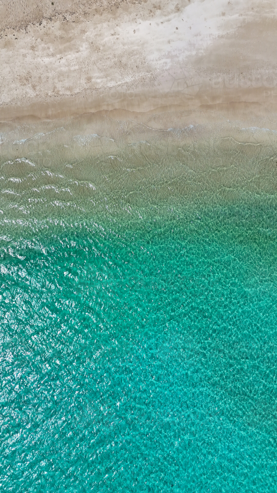 Aerial of remote beach with aqua water - Australian Stock Image