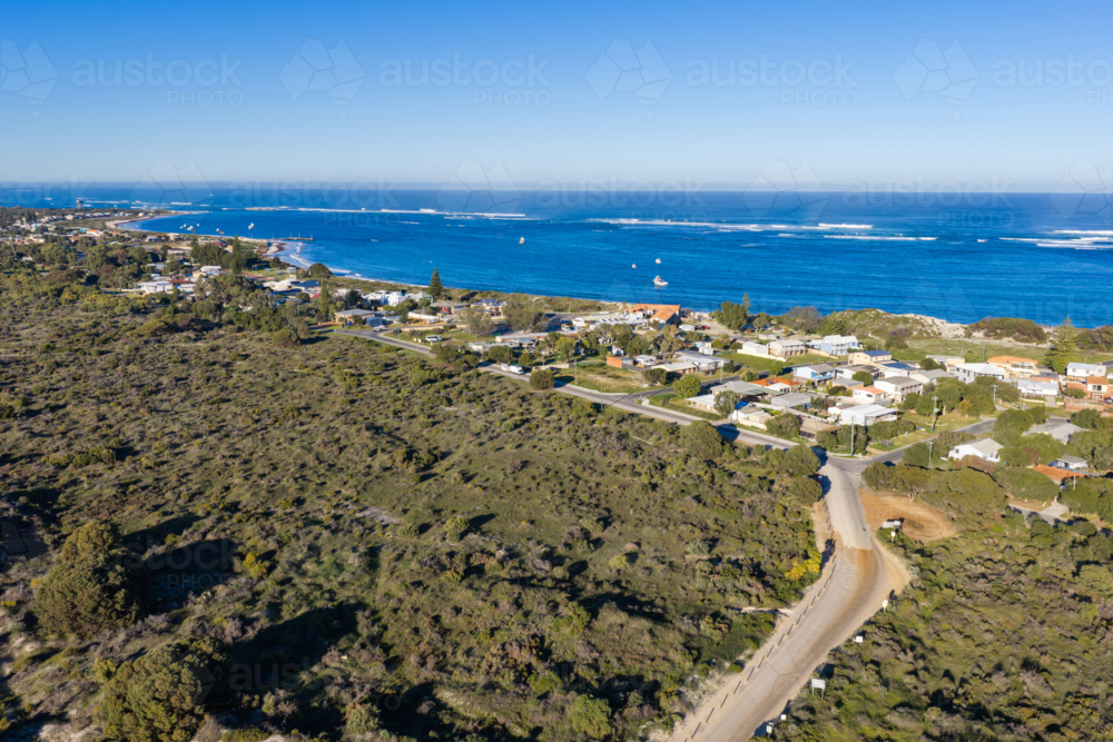 Aerial of the coastal town of Lancelin Western Australia - Australian Stock Image