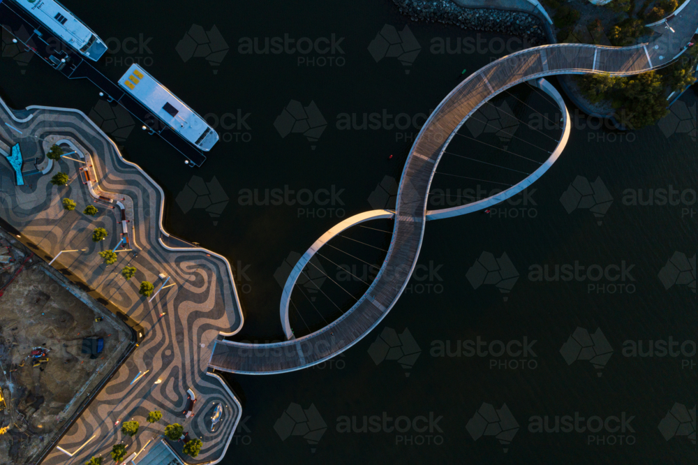 Aerial Over Elizabeth Quay Bridge - Australian Stock Image