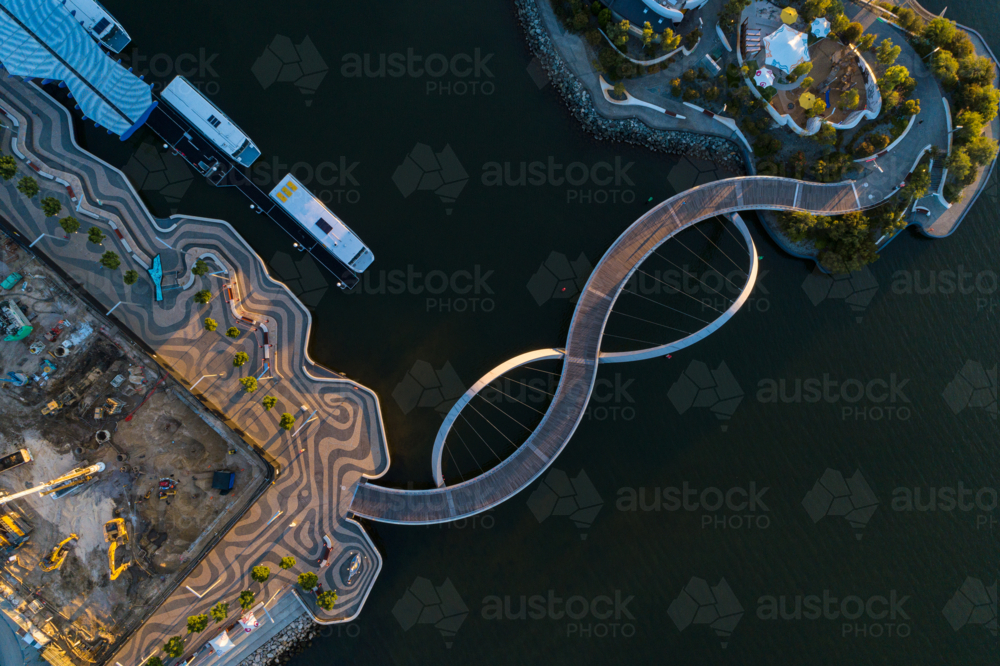 Aerial Over Elizabeth Quay Bridge - Australian Stock Image