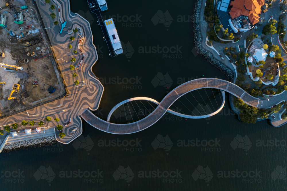 Aerial Over Elizabeth Quay Bridge - Australian Stock Image