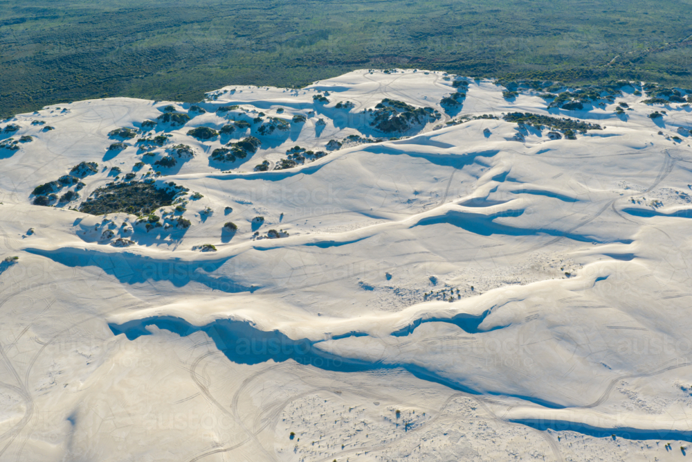 Aerial over Lancelin Sand Dunes North Of Perth Western Australia - Australian Stock Image