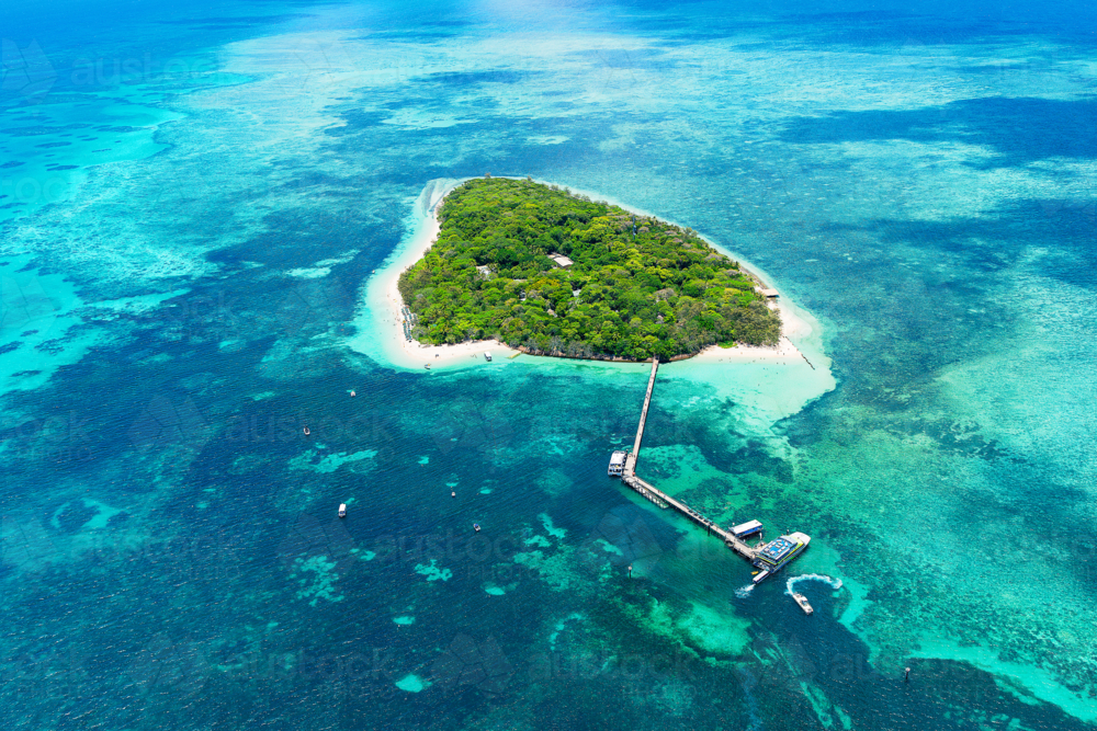 Aerial over Low Isles Great Barrier Reef - Australian Stock Image