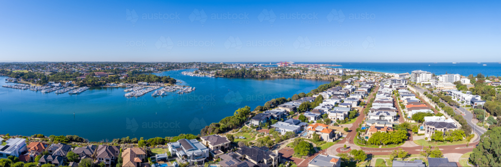 Aerial over Swan River East Fremantle - Australian Stock Image