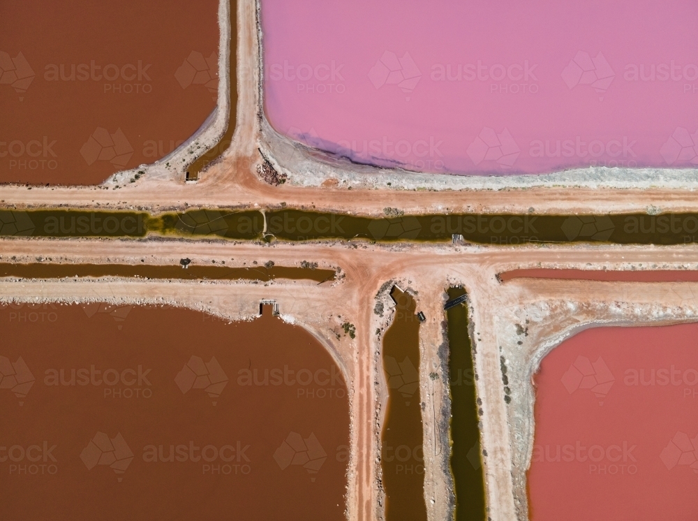 Aerial photo of Hutt Lagoon salt ponds - Australian Stock Image