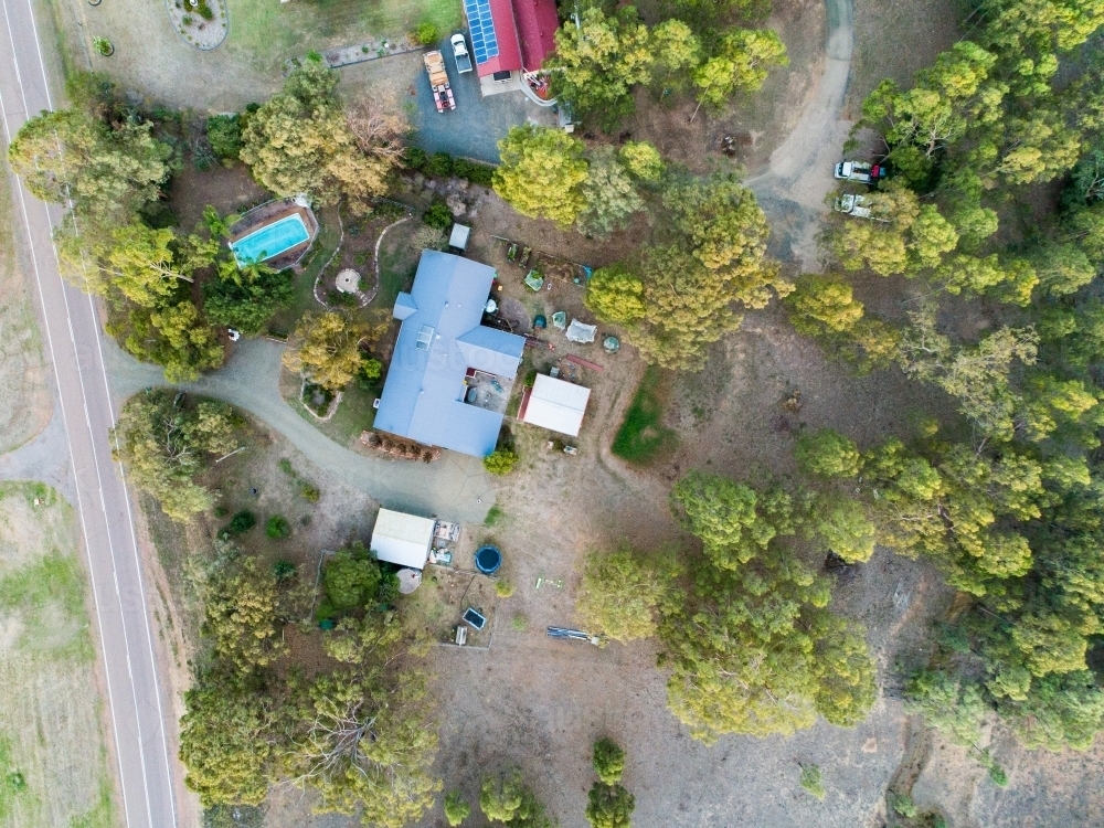 Aerial photo of rural property - Australian Stock Image
