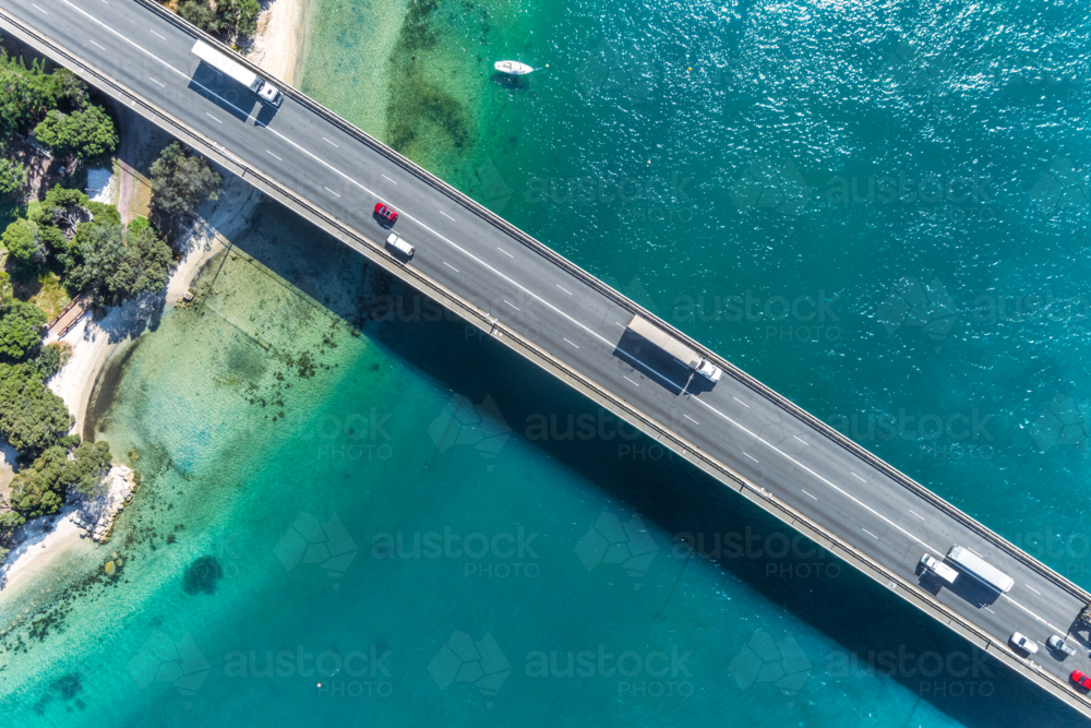Aerial roadway Bridge Over Swan River - Australian Stock Image