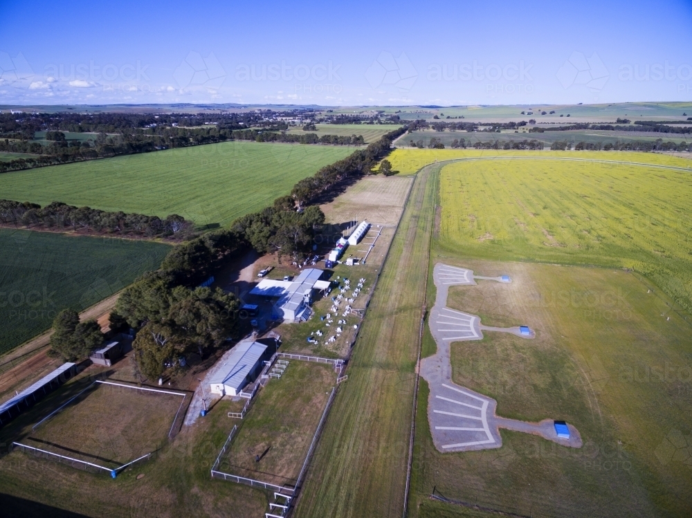 Aerial shot of country race track - Australian Stock Image
