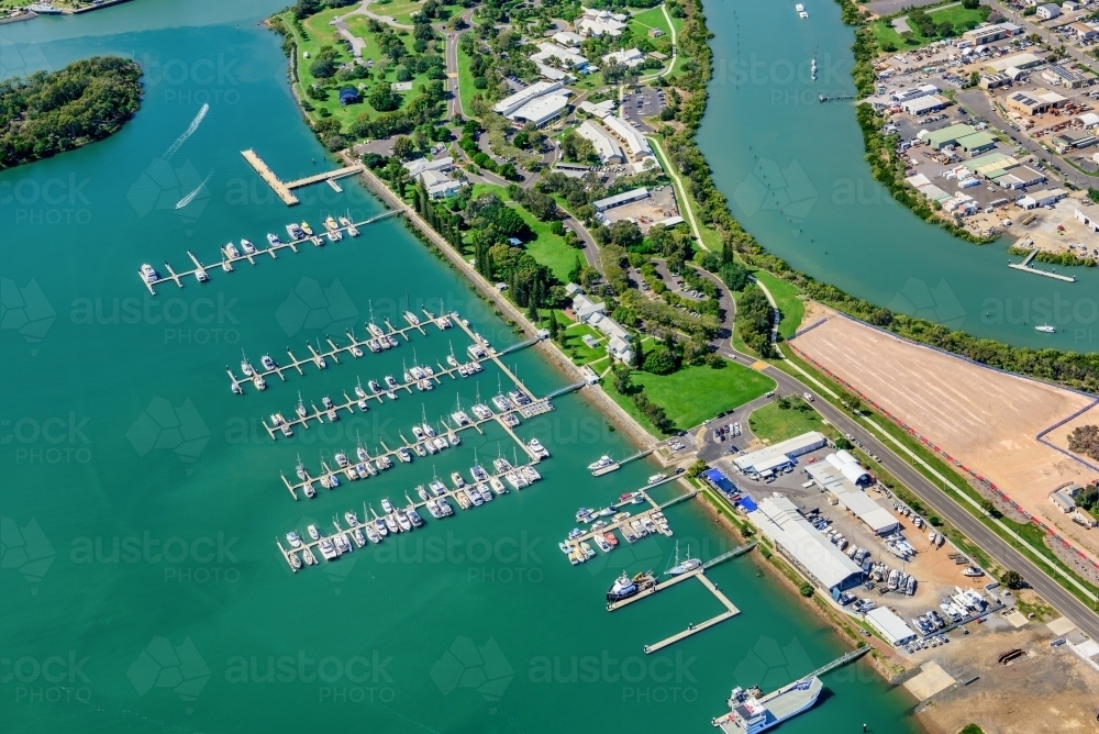 Aerial shot of Gladstone Marina, Queensland - Australian Stock Image