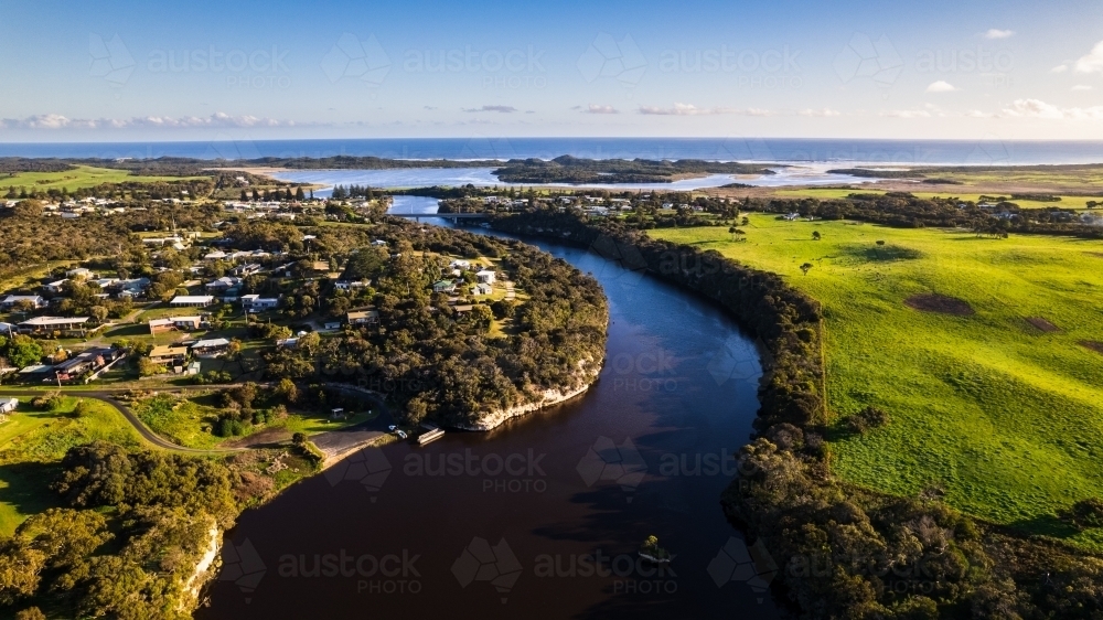 Aerial Shot of Glenelg River with Nelson in the Background - Australian Stock Image