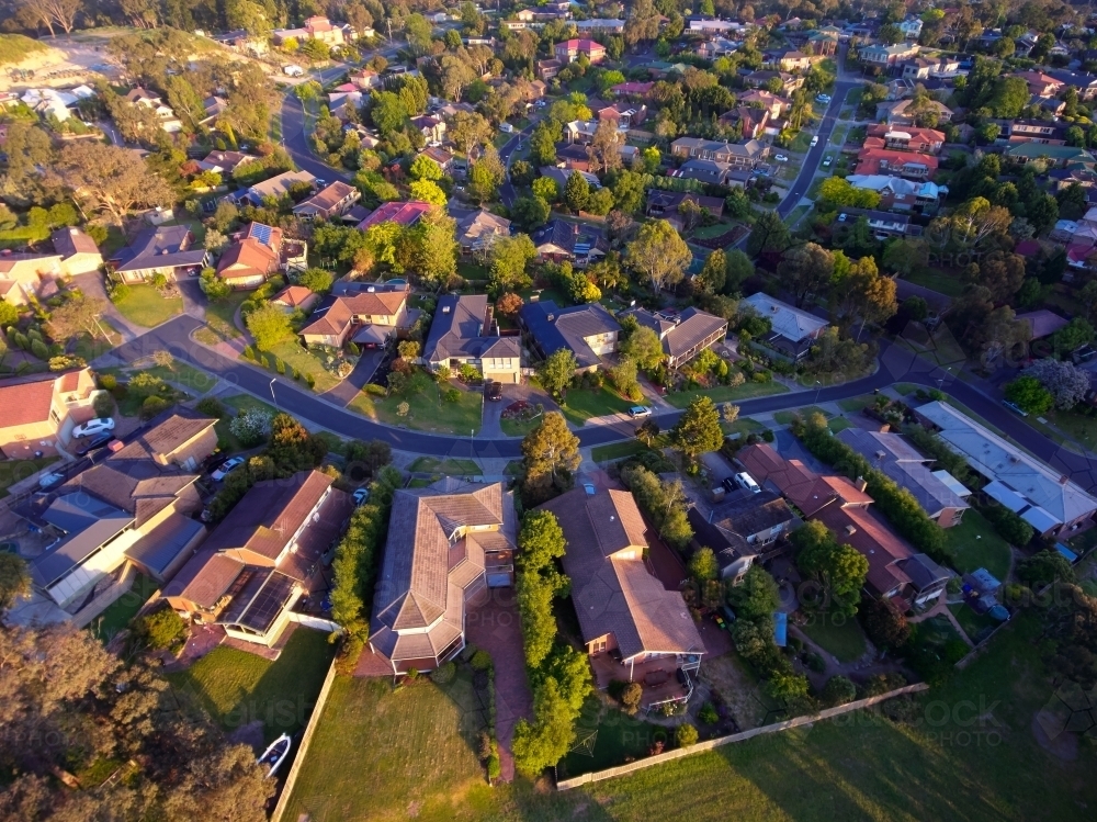 Aerial Shot of Suburb - Australian Stock Image
