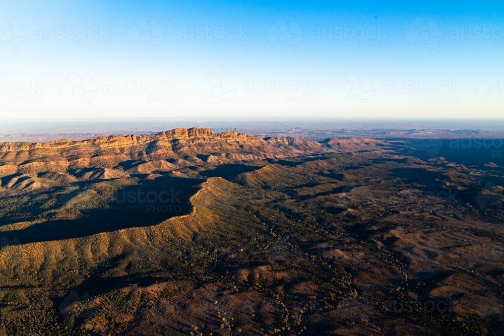aerial shots of Flinders Ranges in early morning light - Australian Stock Image