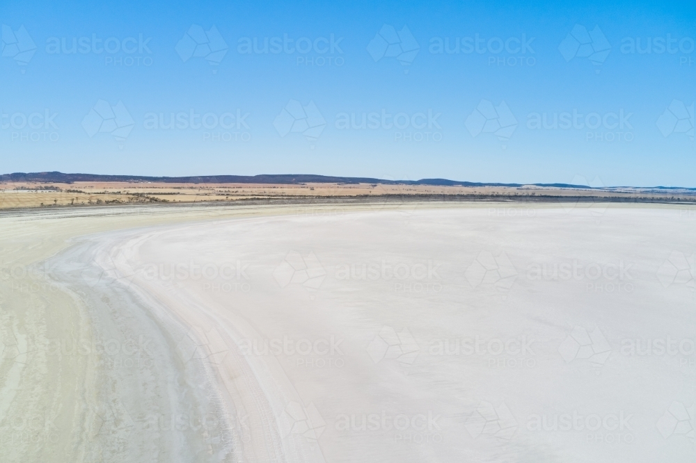 Aerial view across a dry salt lake in Western Australia - Australian Stock Image