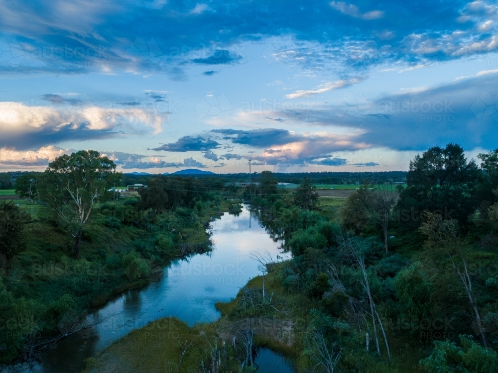 Image of Aerial view along Hunter River in Singleton Hunter Valley at ...