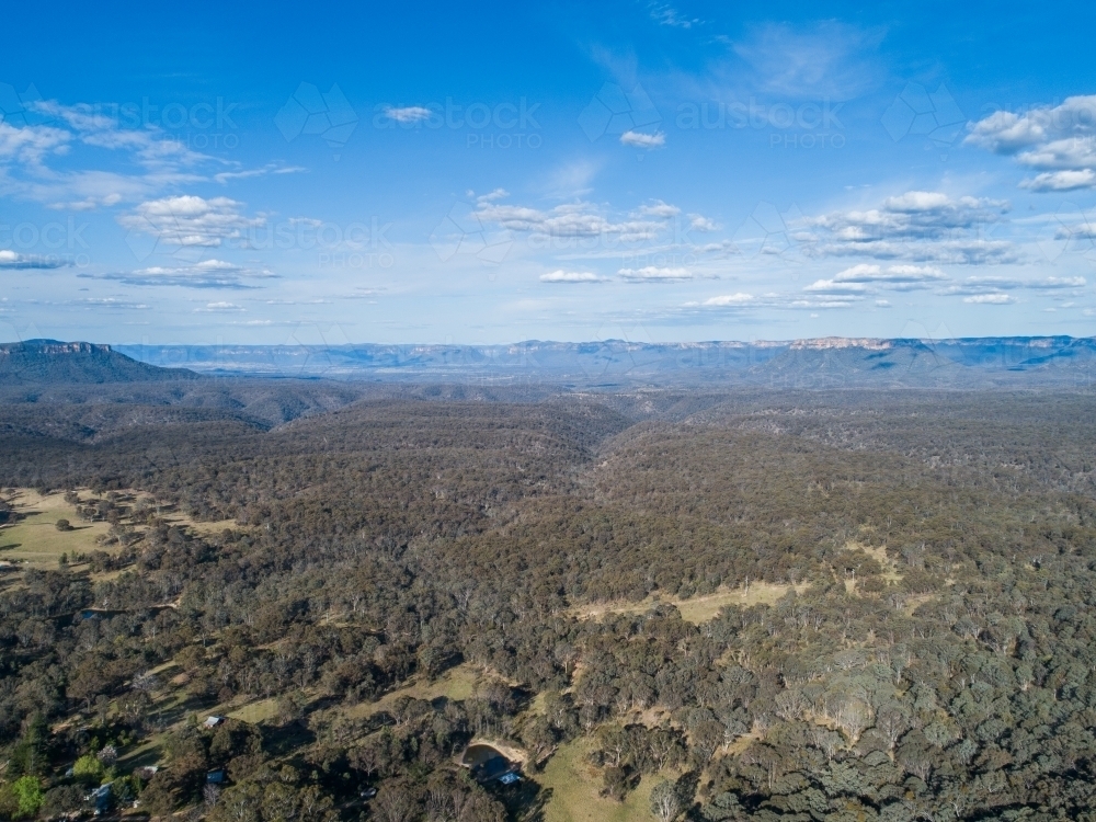 Aerial view from above Pearsons Lookout Over Capertee Valley - Australian Stock Image