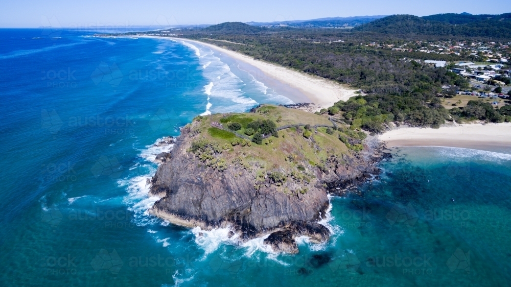 Aerial view Norries Headland at Cabarita Beach. - Australian Stock Image