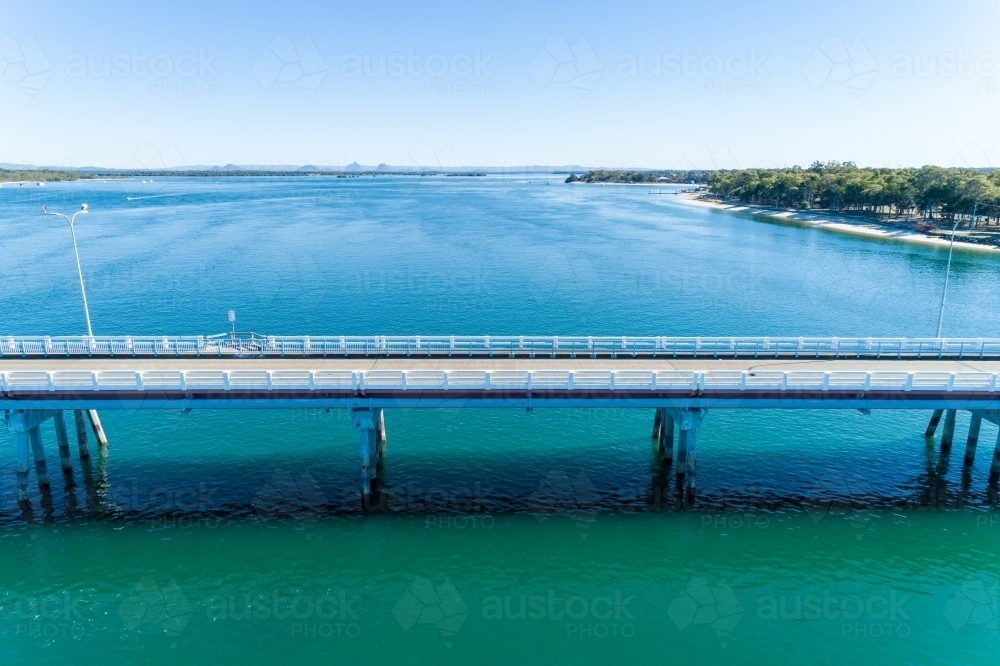 Aerial view of a bridge over water with no traffic. - Australian Stock Image