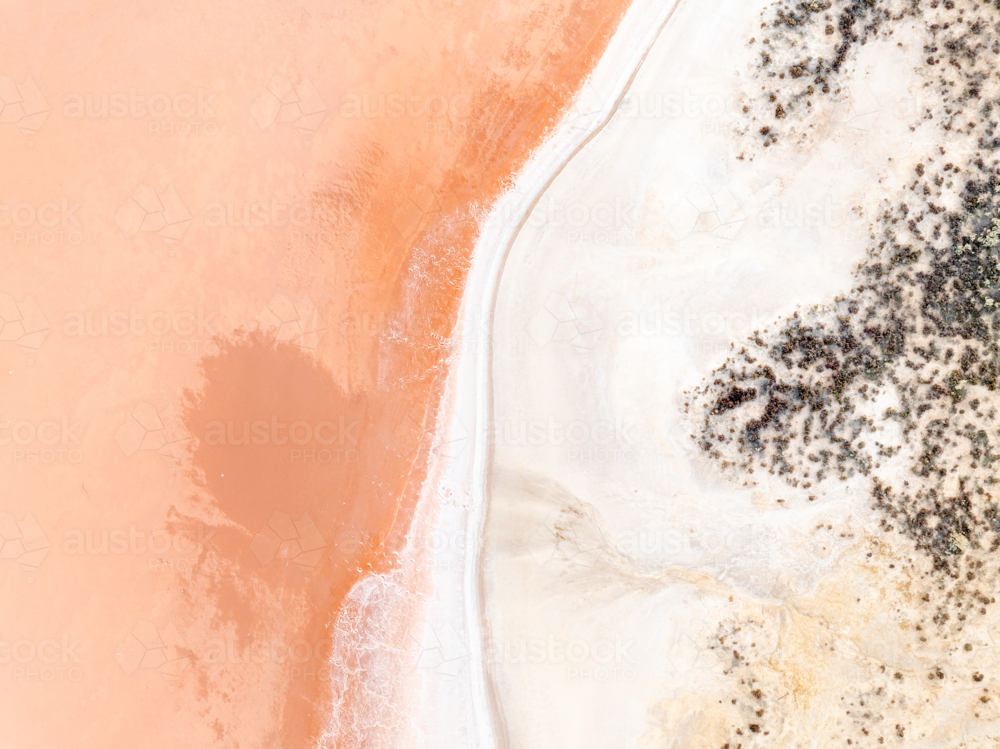 Aerial view of a pink salt lake - Australian Stock Image
