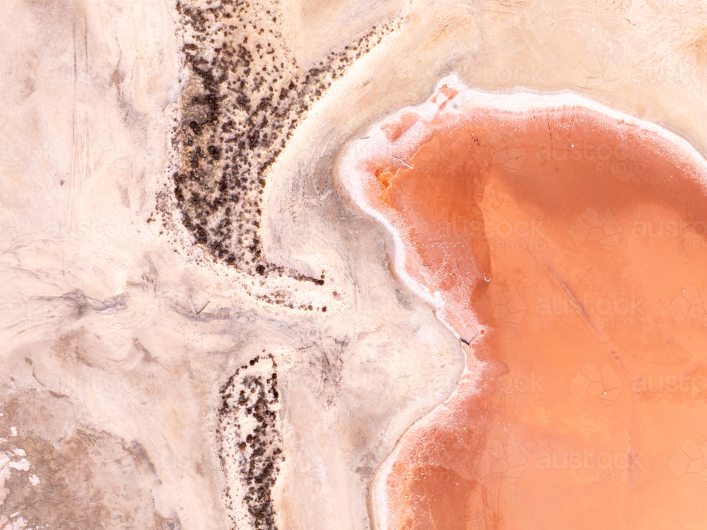 Aerial view of a pink salt lake - Australian Stock Image