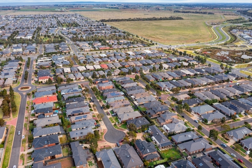 Aerial view of a suburban housing estate - Australian Stock Image