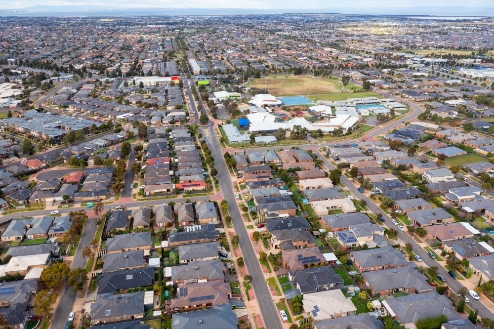 Aerial view of a suburban housing estate - Australian Stock Image