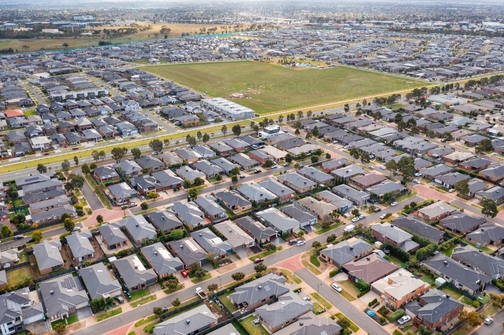 Aerial view of a suburban housing estate - Australian Stock Image