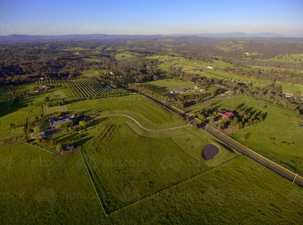Aerial View of a Yarra Valley Farmland - Australian Stock Image