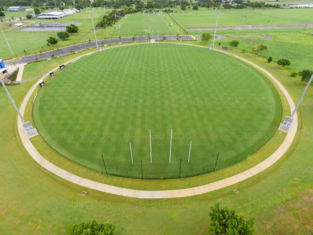 Image of Aerial view of AFL footy field. - Austockphoto