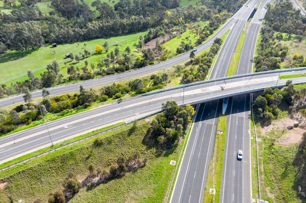 Aerial view of an overpass on a freeway - Australian Stock Image