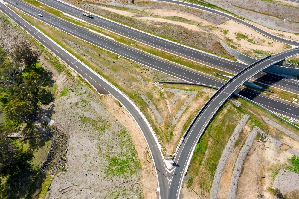 Aerial view of an overpass on a freeway - Australian Stock Image