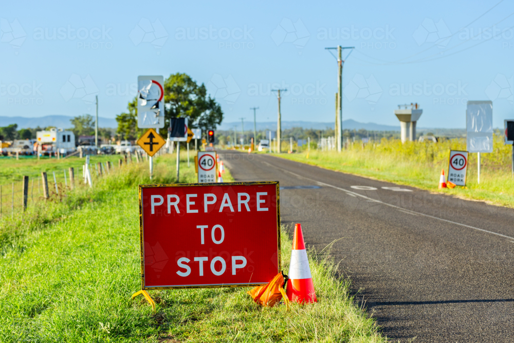 Aerial view of army camp road outside Singleton with Bypass construction beginning - Australian Stock Image