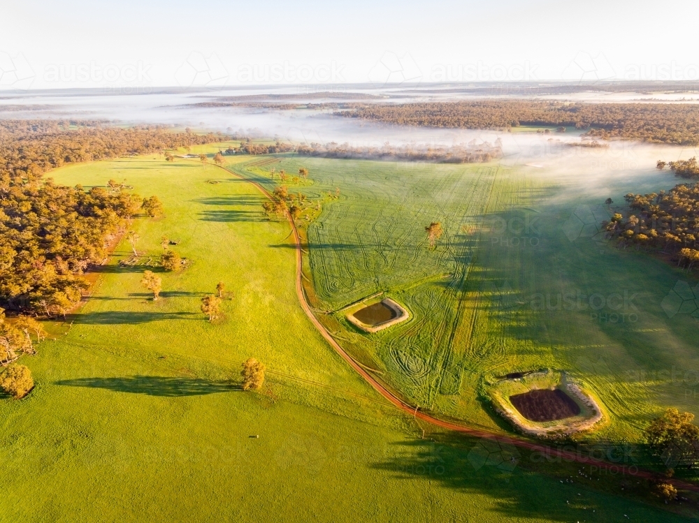 Aerial view of Australian countryside in Spring - Australian Stock Image