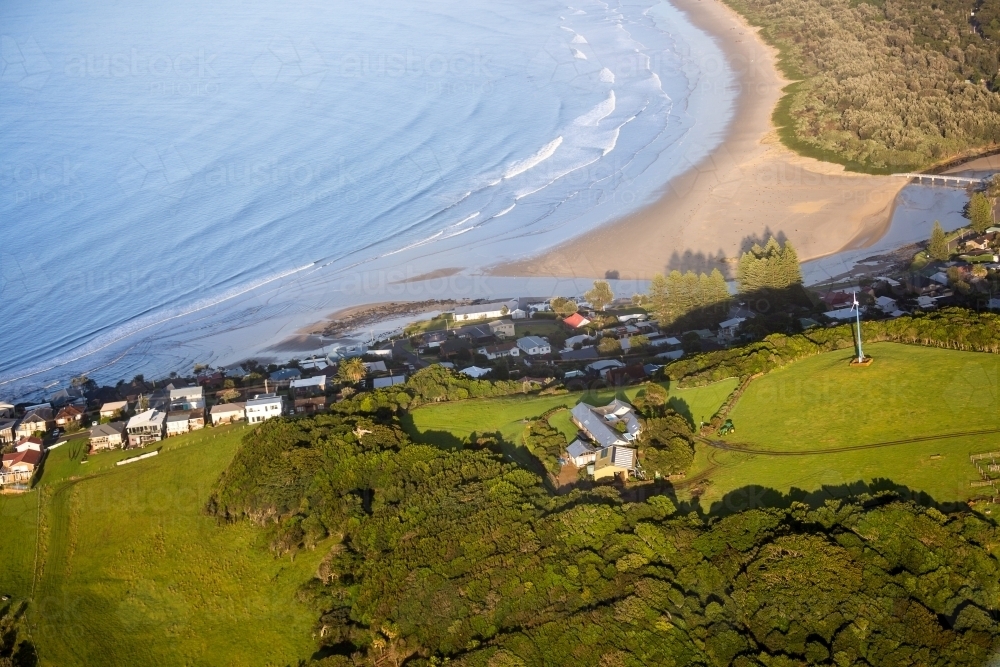 Aerial view of beach front houses - Australian Stock Image