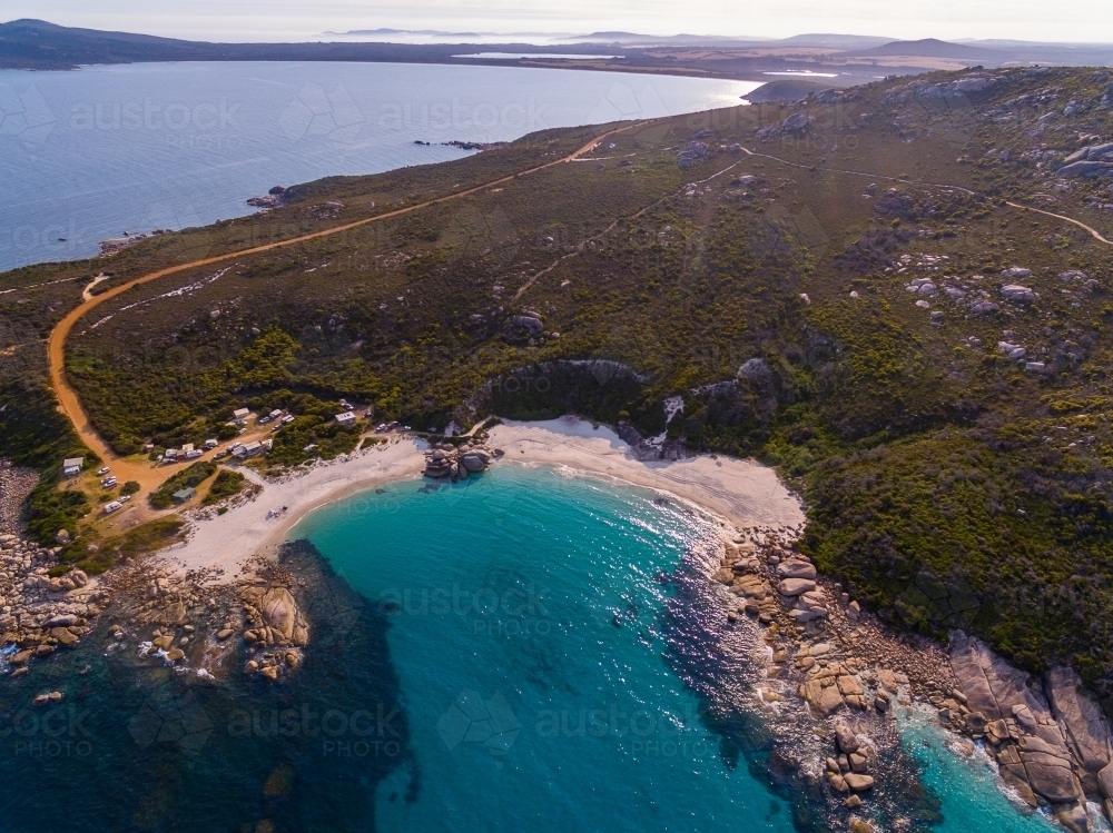 aerial view of Bettys Beach looking towards Two Peoples Bay - Australian Stock Image
