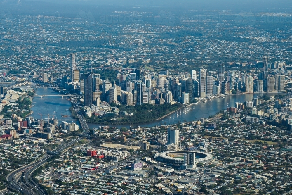Aerial view of Brisbane city - Australian Stock Image