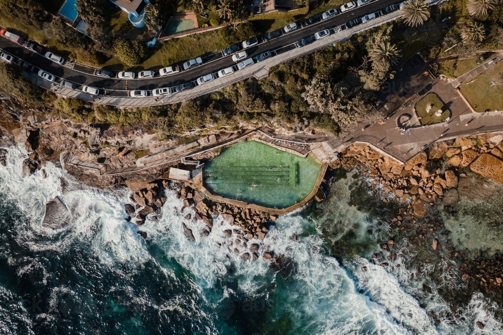 Aerial view of Bronte Ocean Pool (Bronte Baths) - Australian Stock Image
