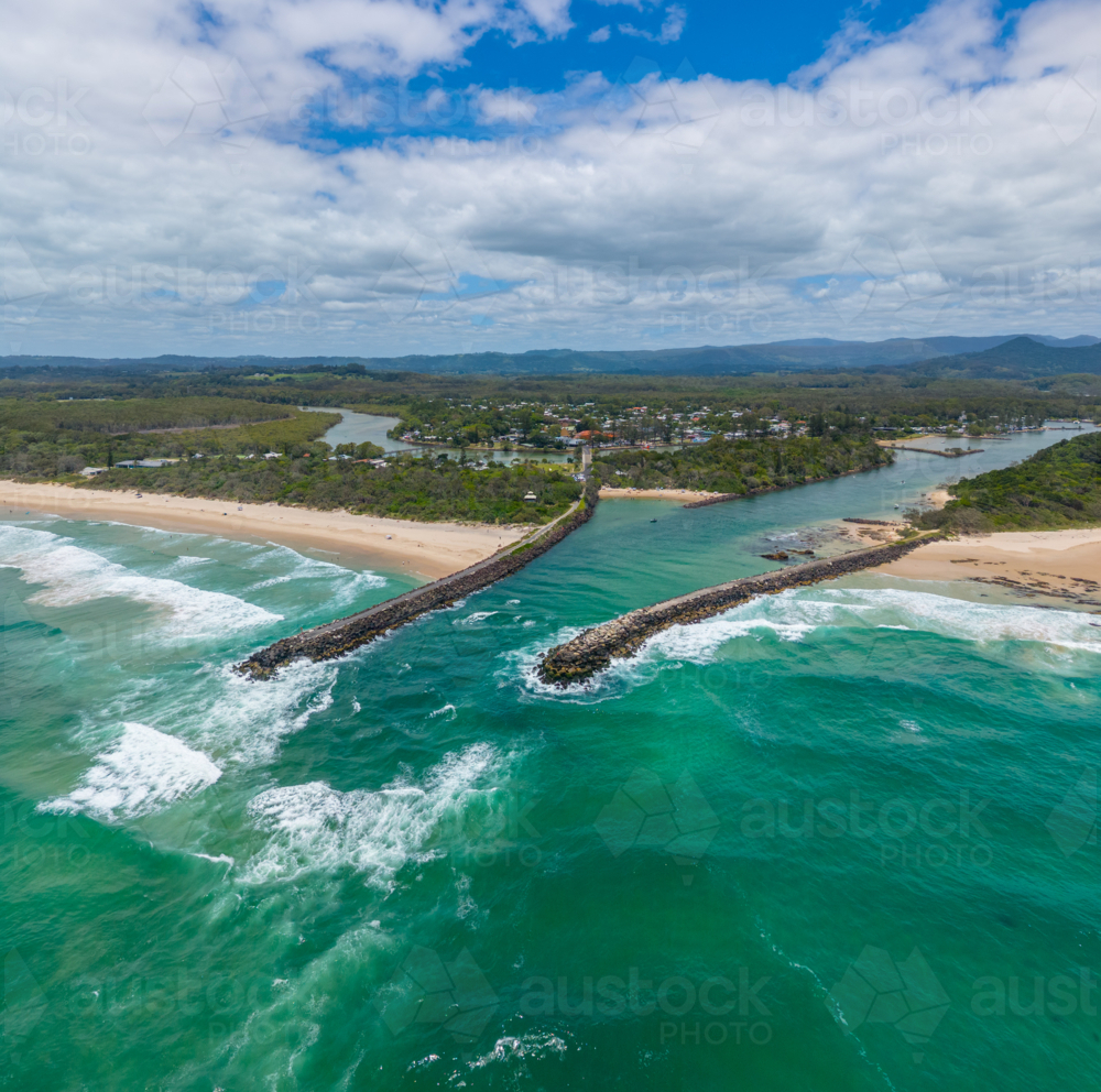Aerial view of Brunswick Heads - Australian Stock Image