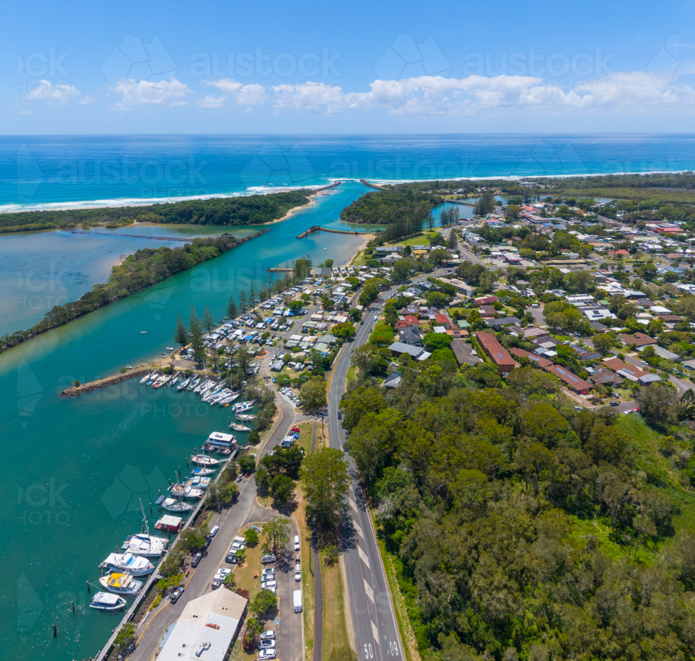 Aerial view of Brunswick Heads - Australian Stock Image
