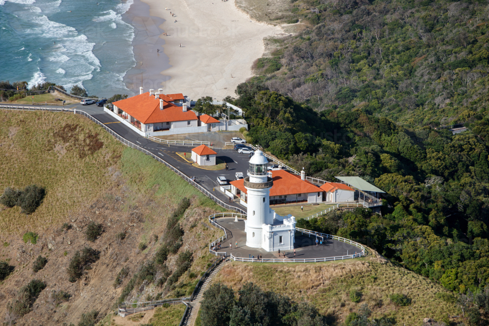 Aerial view of Byron Bay Lighthouse - Australian Stock Image
